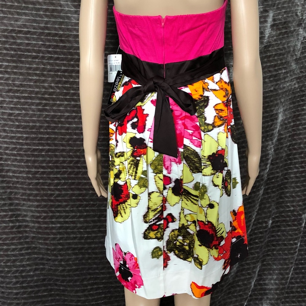 NWT Teeze Me Pink/BrownKnee Length Dress Size 11 - Picture 7 of 8